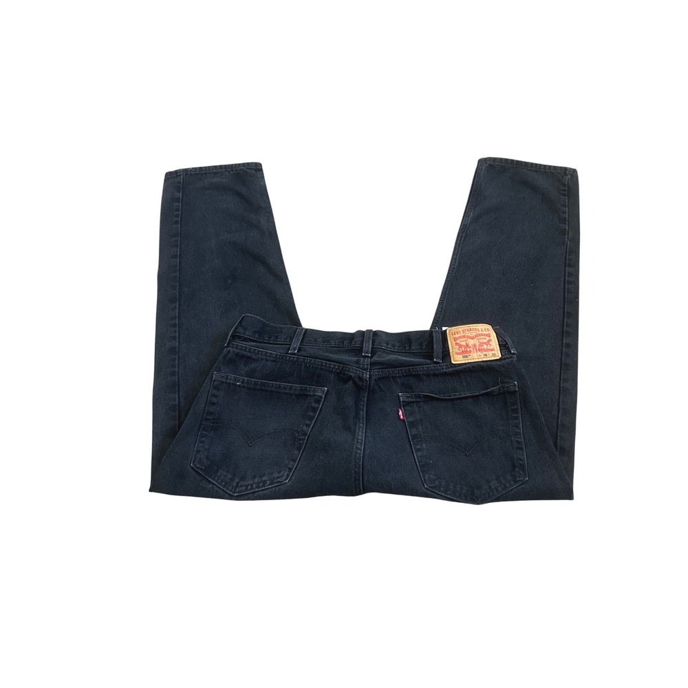 Levis 505 Regular Fit Jeans Mens 38x29 Black Straight Leg Denim Pants